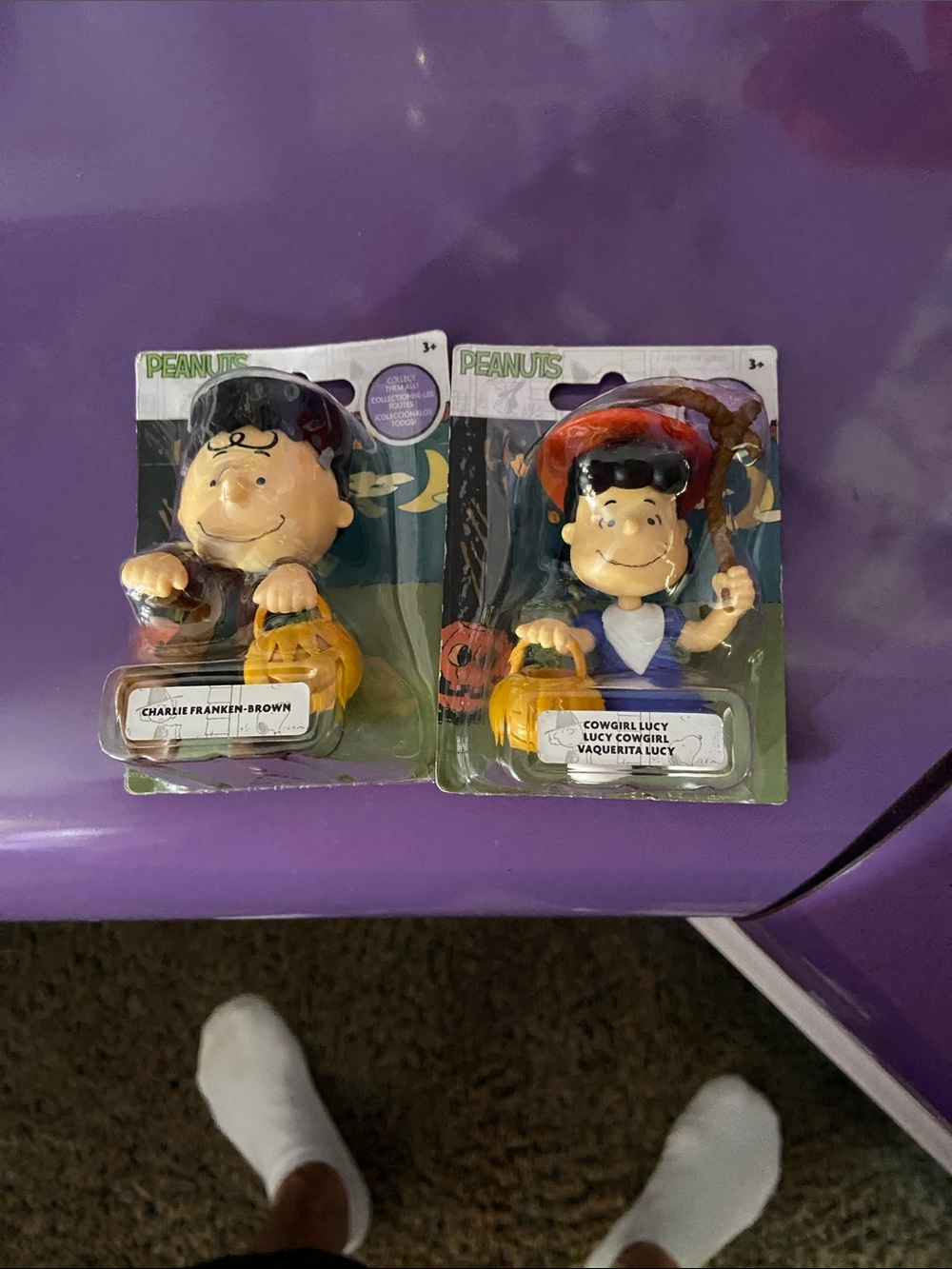 Peanuts Charlie Brown & Cowgirl Lucy Figures - Yellow, Purple, Black
